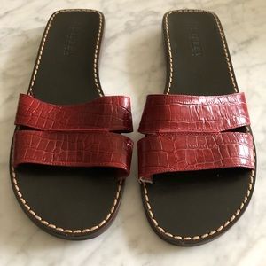 Red Ralph Lauren Faux Snakeskin Slides
